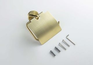 Бумагодержатель с крышкой Aquatek Оберон AQ4209BG шлифованное золото